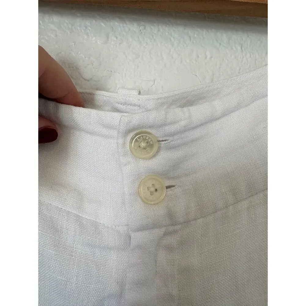 Lauren Ralph Lauren White Linen Trousers 16 Old Money Quiet Luxury - Picture 3 of 5